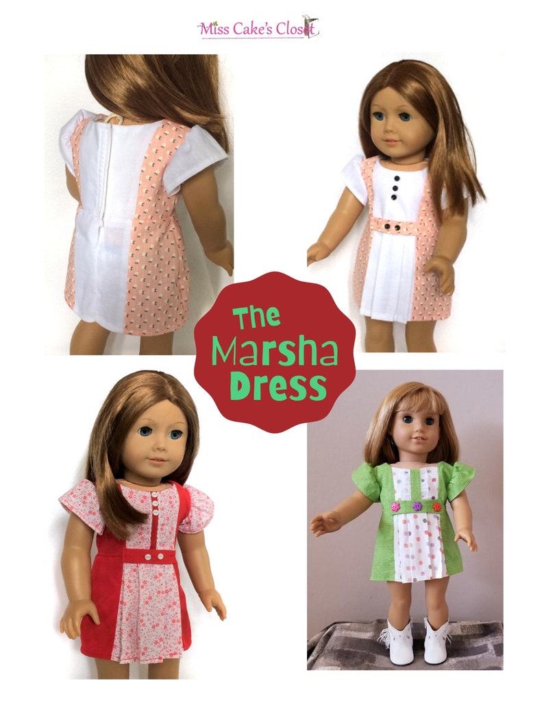 The Marsha Dress 18 inch Doll Clothes Pattern Fits Dolls such as American Girl® Miss Cake's Closet PDF Pixie Faire image 4