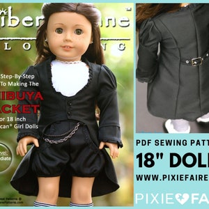 Shibuya Jacket 18 inch Doll Clothes Pattern Fits Popular 18&quot; Dolls - Liberty Jane - PDF - Pixie Faire