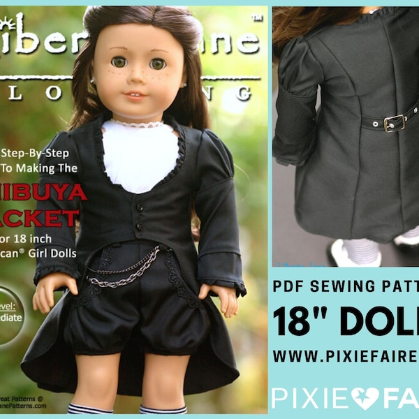 Shibuya Jacket 18 inch Doll Clothes Pattern Fits Dolls such as American Girl® - Liberty Jane - PDF - Pixie Faire