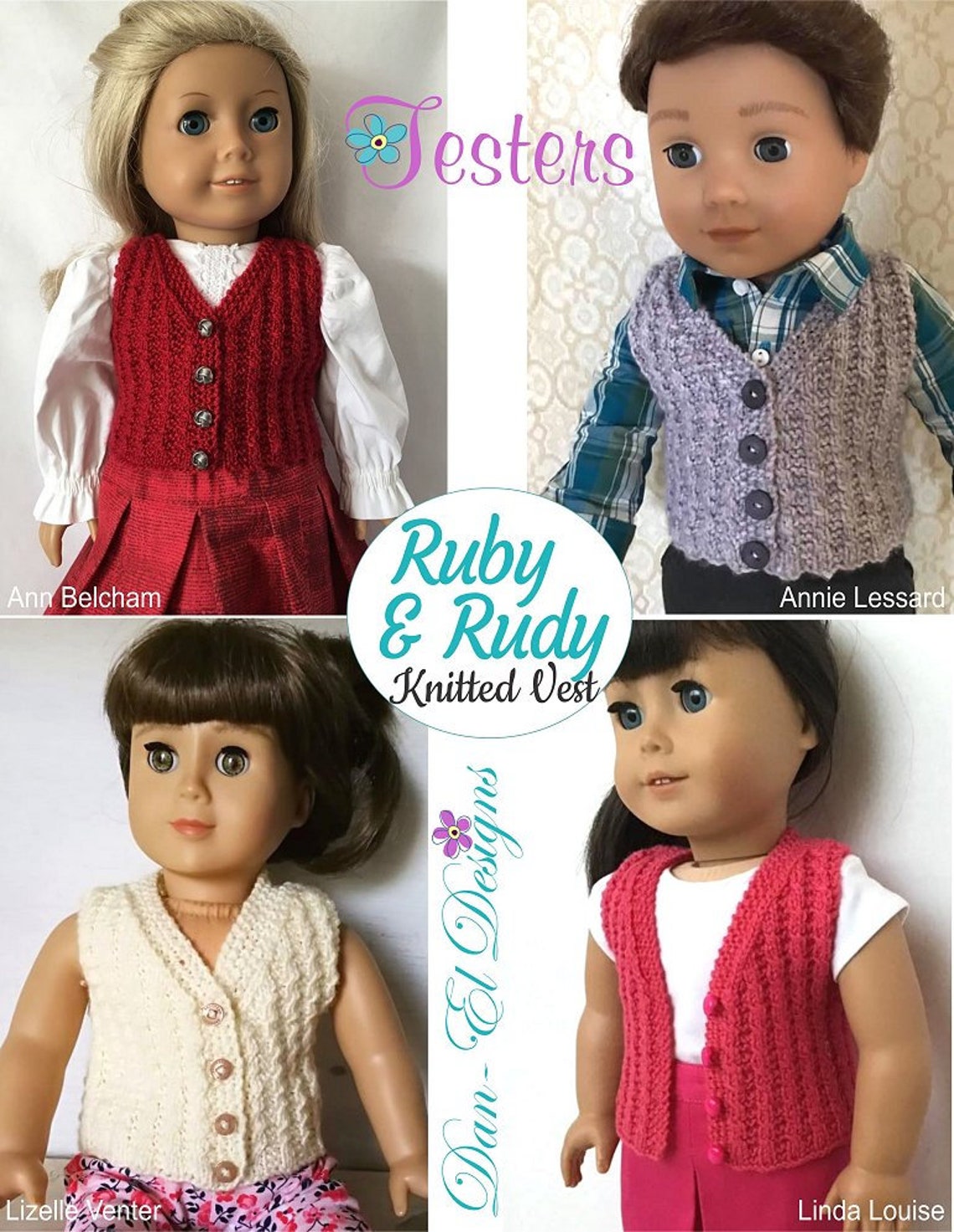 Ruby Vest Free Pattern Ruby & Rudy Vest 18 Inch Doll Clothes Knitting Pattern Fits Popular 18 ...