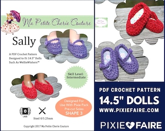Sally 14.5 inch Doll Clothes Crochet Shoe Pattern Instant Download - Ma Petite Cherie Couture - PDF - Pixie Faire