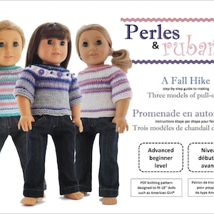 秋のハイキング - プロムナード アン オートムヌ 18 インチ人形服編みパターン - Perles & Rubans - PDF - Pixie Faire