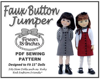 Faux Button Jumper 15 inch Doll Clothes Pattern Fits Ruby Red Fashion Friends® - Forever 18 Inches - PDF - Pixie Faire