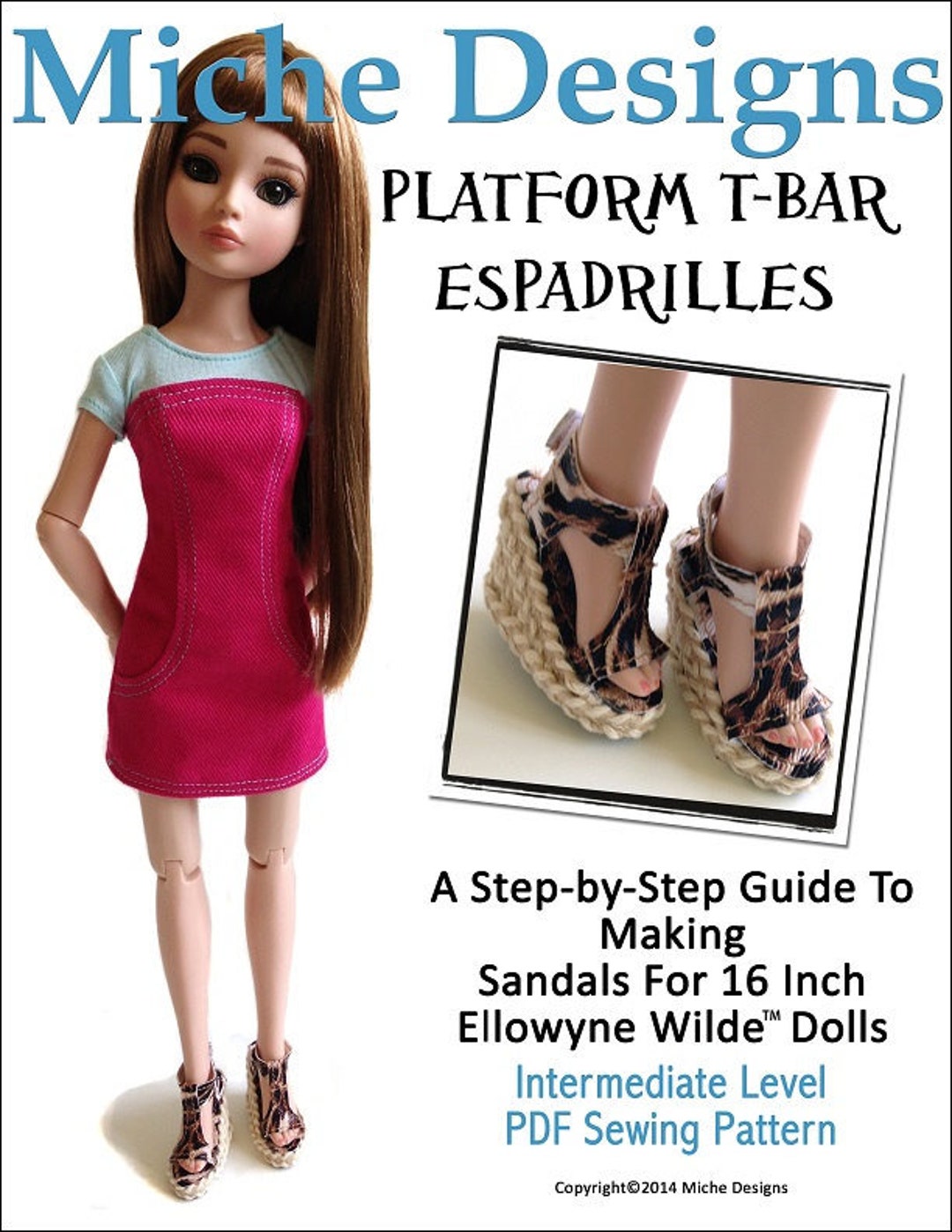 Alpargatas con plataforma y barra en T, patrón de calzado para