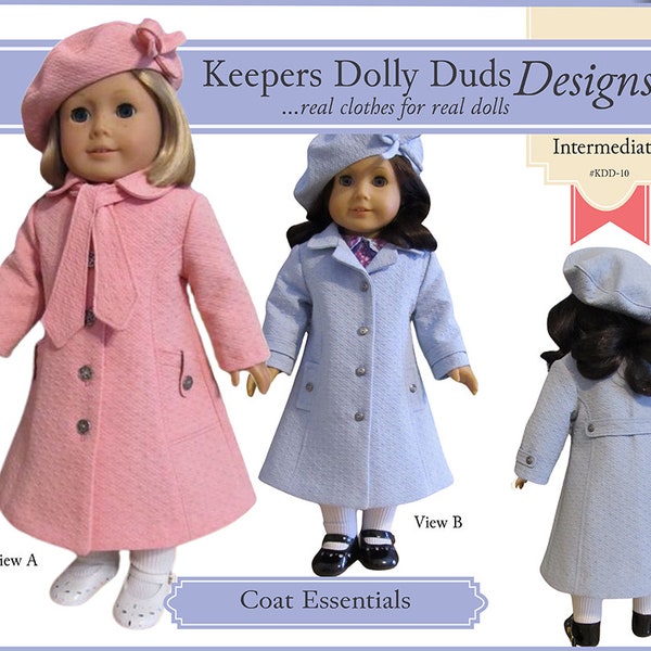 Coat Essentials 18 inch Doll Clothes Pattern Designed to Fit Dolls such as American Girl® - Keepers Dolly Duds - PDF - Pixie Faire