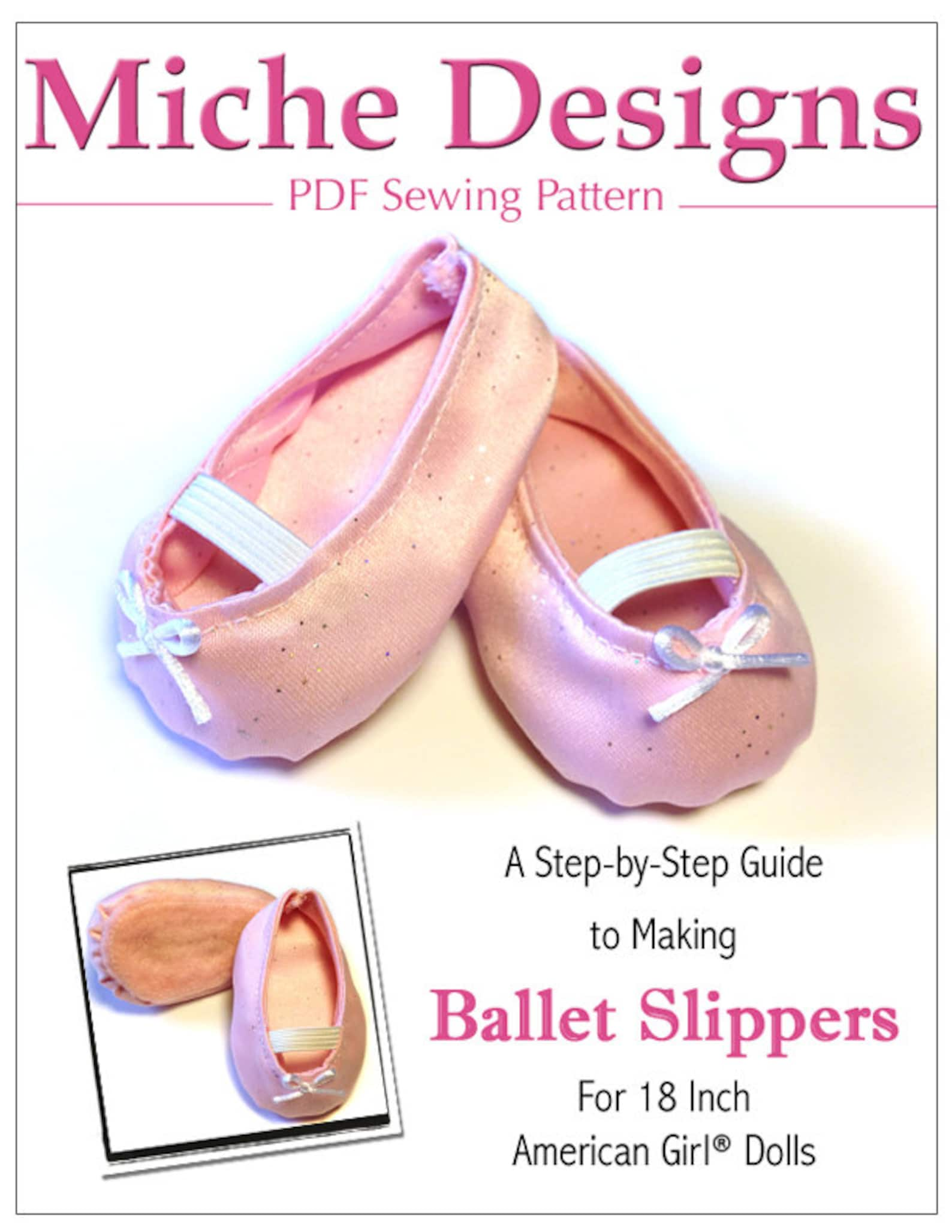 pixie faire miche designs ballet slippers shoe doll clothes pattern for 18 inch american girl dolls - pdf