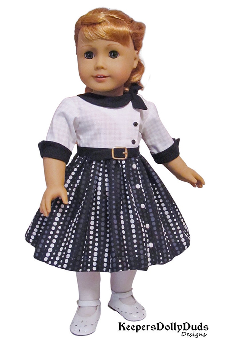 Side Tie Collar Dress 18 inch Doll Clothes Pattern Designed to Fit Dolls such as American Girl® Keepers Dolly Duds PDF Pixie Faire image 3