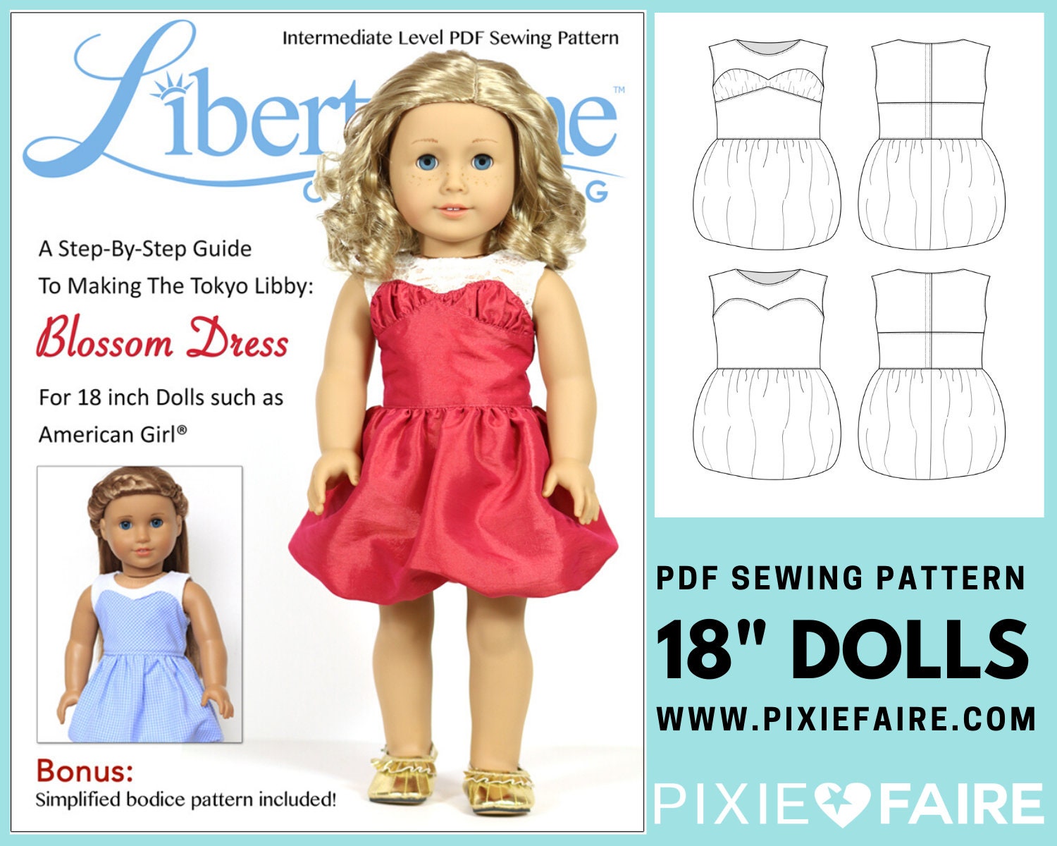 Pixie Faire Liberty Jane Blossom Dress Doll Clothes Pattern | Etsy
