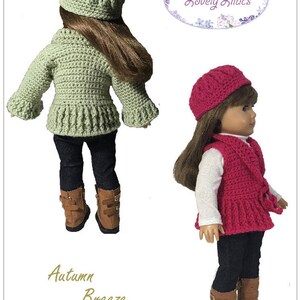 Autumn Breeze Sweater & Hat 18 inch Doll Clothes Crochet Pattern Fits Dolls such as American Girl® Lovely Lilacs PDF Pixie Faire image 2