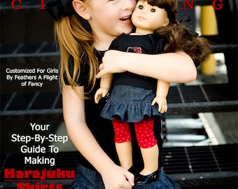 Girl and Doll Matching Harajuku Skirt Pattern Bundle Fits Girls size 2T - 12 and 18" Dolls - Liberty Jane - PDF - Pixie Faire
