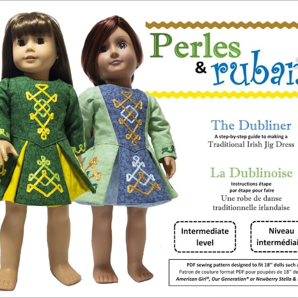 The Dubliner Irish Jig Dress 18 inch Doll Clothes Pattern Fits Dolls such as American Girl® - Perles & Rubans - PDF - Pixie Faire