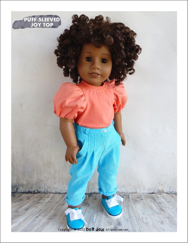 Puff-Sleeved Joy Top 18 inch Doll Clothes Pattern Fits Dolls Such as American Girl® Doll Joy PDF Pixie Faire image 4