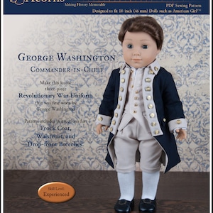 George Washington Commander In Chief 18 inch Doll Clothes Pattern Fits Popular 18&quot; Dolls - Thimbles and Acorns -PDF- Pixie Faire