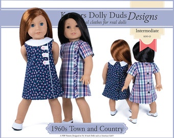 1960s Town and Country Dress 18 inch Doll Clothes Pattern Fits Dolls such as American Girl® - Keepers Dolly Duds - PDF - Pixie Faire