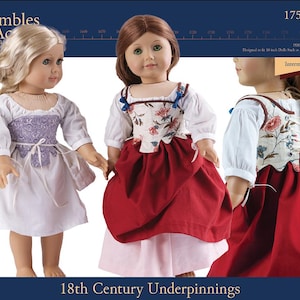 18th Century Underpinnings 18 inch Doll Clothes Pattern Fits Popular 18" Dolls - Thimbles and Acorns - PDF - Pixie Faire