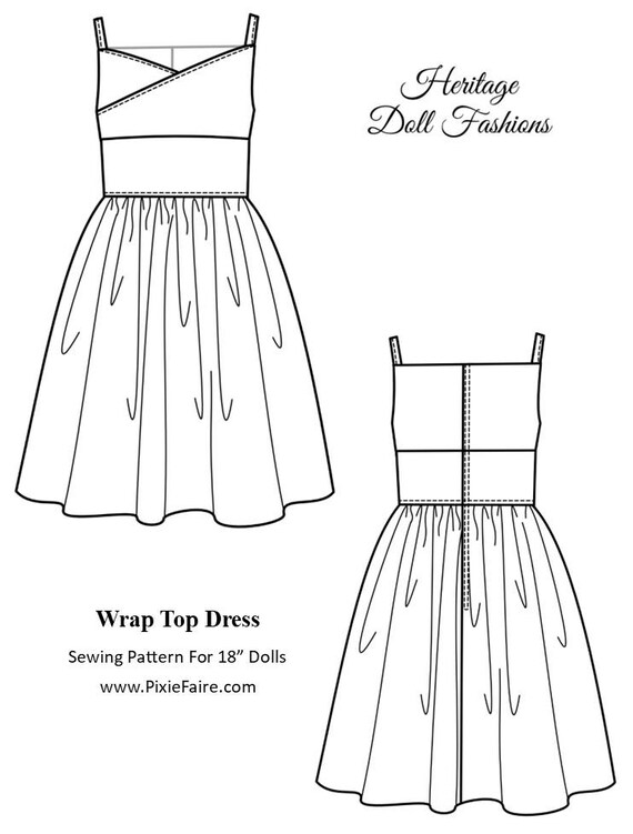 The Wrap Top Dress 18 Inch Doll Clothes Pattern Fits Popular 18" Dolls - Heritage  Doll Fashions - PDF - Pixie Faire - Etsy UK