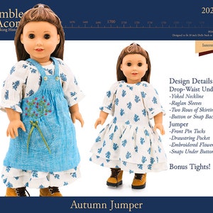 Patrón de ropa para muñecas de 18 pulgadas Autumn Jumper, apto para muñecas populares de 18 pulgadas: dedales y bellotas, PDF, Pixie Faire