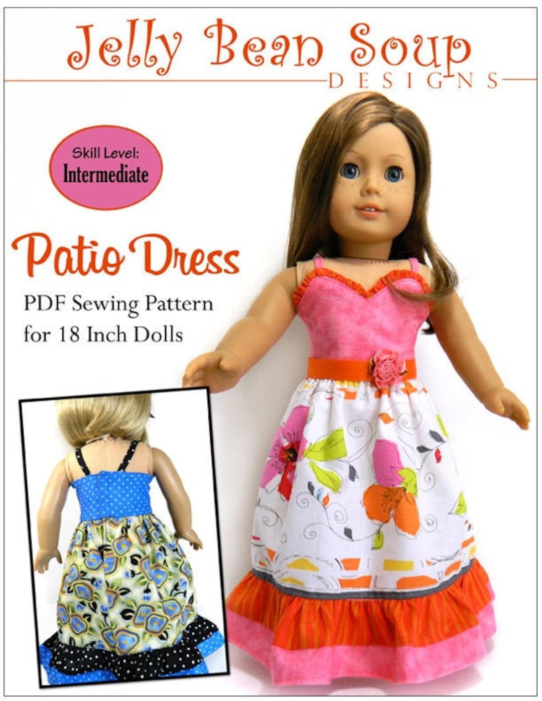 Patio Dress 18 Inch Doll Clothes Pattern Fits Dolls Such as American