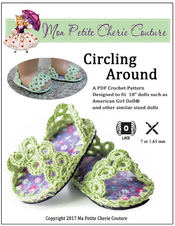 Circling Around 18 Inch Doll Clothes Crochet Shoe Pattern Fits Dolls Such  as American Girl® Ma Petite Cherie Couture PDF Pixie Faire 