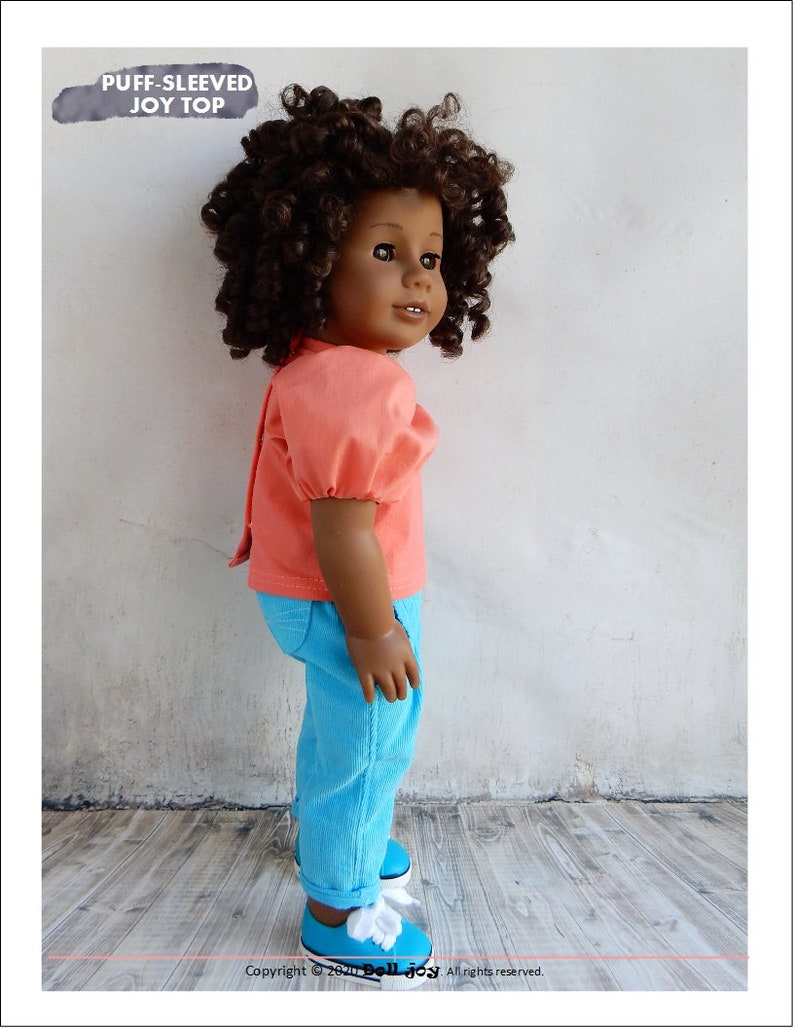 Puff-Sleeved Joy Top 18 inch Doll Clothes Pattern Fits Dolls Such as American Girl® Doll Joy PDF Pixie Faire image 5