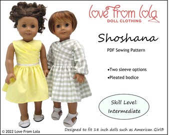 Patrón de ropa para muñecas de 18 pulgadas con el vestido Shoshana, apto para muñecas populares de 18 pulgadas - Love From Lola - PDF - Pixie Faire