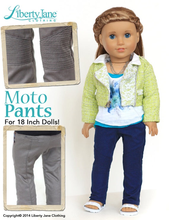 Moto Pants 18 Inch Doll Clothes Pattern Fits Popular 18