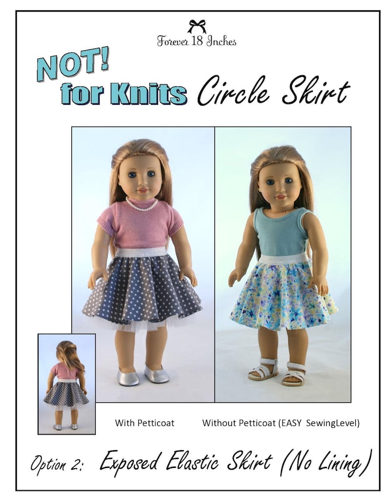 NOT for Knits Circle Skirt 18 inch Doll Clothes Pattern Fits Dolls such as American Girl® Forever 18 Inches PDF Pixie Faire image 5