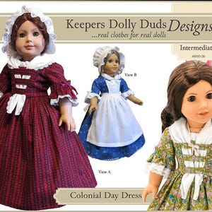 Colonial Day Dress 18 inch Doll Clothes Pattern Designed to Fit Popular 18&quot; Dolls - Keepers Dolly Duds - PDF - Pixie Faire