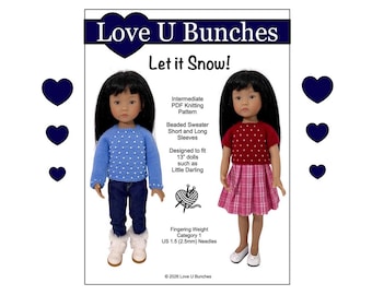 Let it Snow! Sweater Knitting Pattern for 13" Little Darling™ Dolls - Love U Bunches - PDF - Pixie Faire