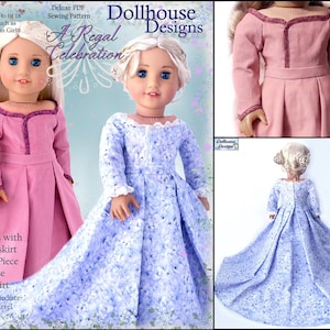 A Regal Celebration 18 inch Doll Clothes Pattern Fits Dolls such as American Girl® - Dollhouse Designs - PDF - Pixie Faire