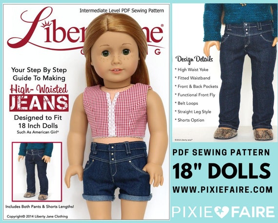 High-waisted Jeans 18 Inch Doll Clothes Pattern Fits Dolls Such as American  Girl® Liberty Jane PDF Pixie Faire -  Canada