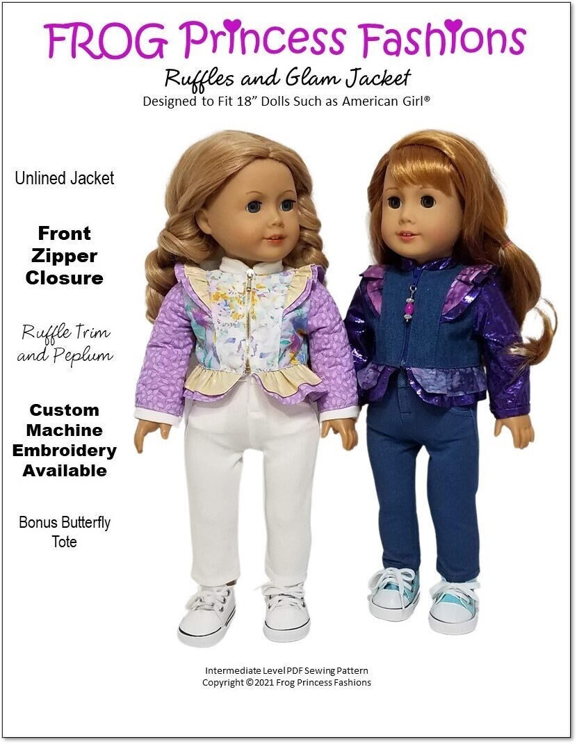 Ruffles and Glam Jacket 18 Inch Doll Clothes Pattern Fits Dolls