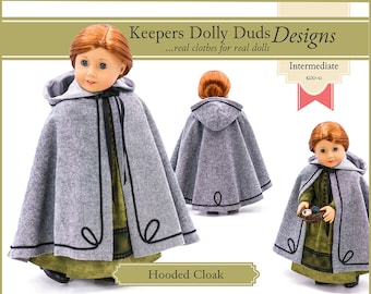 Hooded Cloak 18 inch Doll Clothes Pattern Designed to Fit Dolls such as American Girl® - Keepers Dolly Duds - PDF - Pixie Faire