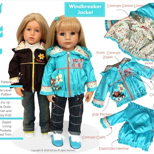 Windbreaker Jacket 19 inch Doll Clothes Pattern Fits Dolls Such as Gotz® - Doll Joy - PDF - Pixie Faire