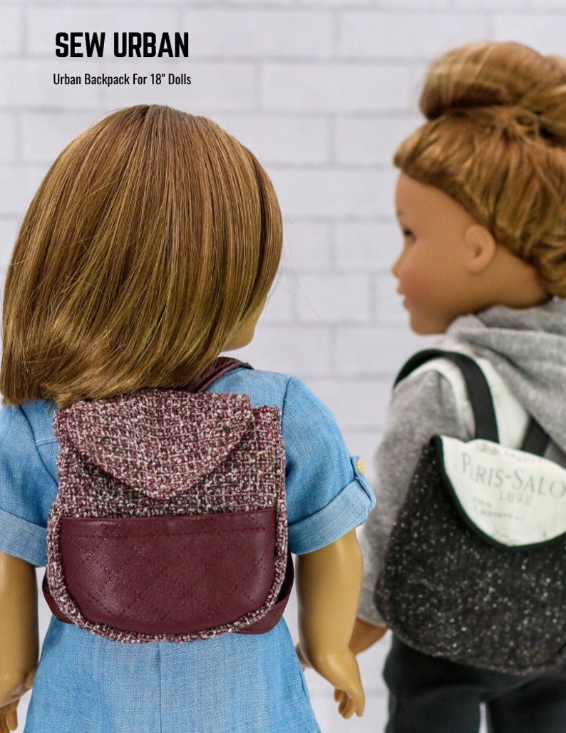 Patrón de accesorio de ropa para muñecas de 18 pulgadas con mochila urbana que se adapta a las muñecas más populares de 18 pulgadas - Sew Urban - PDF - Pixie Faire imagen 3