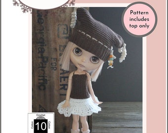 Crochet Tank Top 12 inch Doll Clothes Crochet Pattern Fits 12" Blythe™ Dolls - Pinku Jane - PDF - Pixie Faire