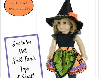 Halloween Party 18 inch Doll Clothes Pattern Fits Popular 18" Dolls - Jelly Bean Soup Designs - PDF - Pixie Faire
