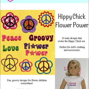 Puede incluir: Un conjunto de 10 diseños de bordado a máquina con motivos de signos de paz y flower power. Los diseños son perfectos para la ropa de muñecas y los accesorios. Los diseños miden 2,5 pulgadas cuadradas o menos.