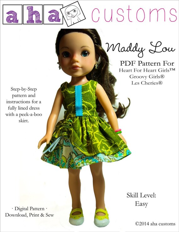 Maddy Lou Dress Doll Clothes Pattern Fits Hearts for Hearts