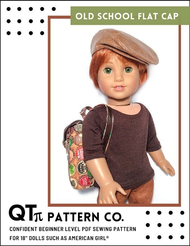 Old School Flat Cap 18 Inch Doll Clothes Pattern Fits Popular 18