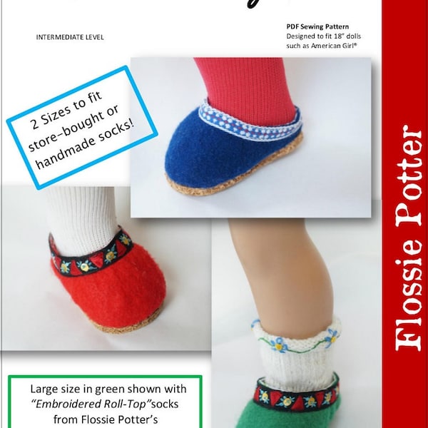 Wool Felt Clogs 18 inch Doll Clothes Shoe Pattern Fits Dolls such as American Girl® - Flossie Potter - PDF - Pixie Faire