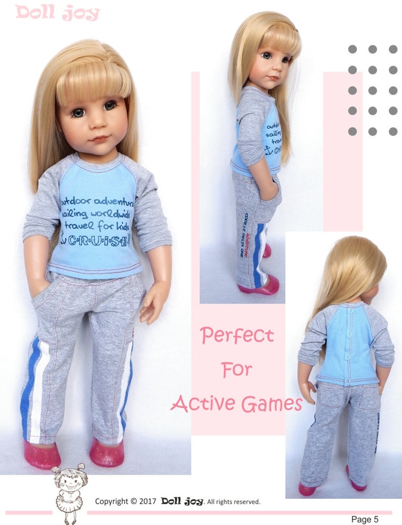 Active Pants 19 inch Doll Clothes Pattern Fits Dolls Such as Gotz® Hannah or Happy Kidz Doll Joy PDF Pixie Faire image 5