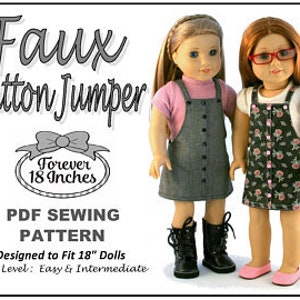 Faux Button Jumper 18 inch Doll Clothes Pattern Fits Dolls such as American Girl® - Forever 18 Inches - PDF - Pixie Faire