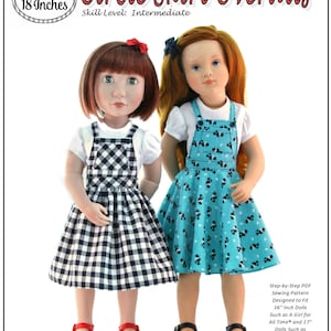 Circle Skirt Overalls 16-17 inch Doll Clothes Pattern Fits A Girl For All Time® and Starlette - Forever 18 Inches - PDF - Pixie Faire