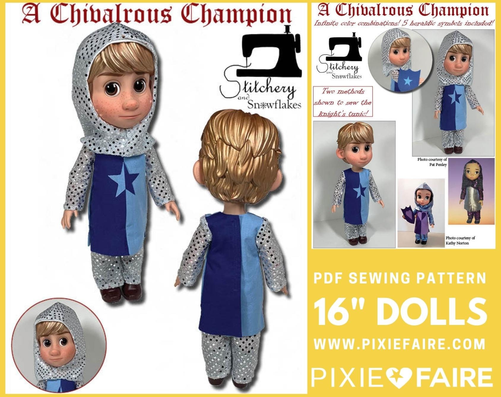 A Chivalrous Champion 16 Inch Doll Clothes Pattern - Stitchery and