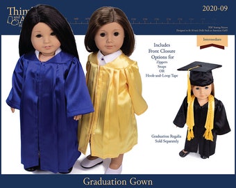 Graduation Gown 18 inch Doll Clothes Pattern Fits Dolls such as American Girl® - Thimbles and Acorns - PDF - Pixie Faire