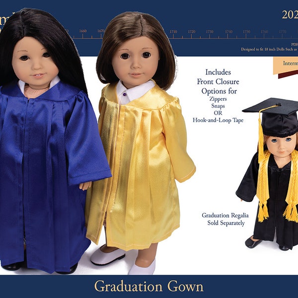 Graduation Gown 18 inch Doll Clothes Pattern Fits Dolls such as American Girl® - Thimbles and Acorns - PDF - Pixie Faire