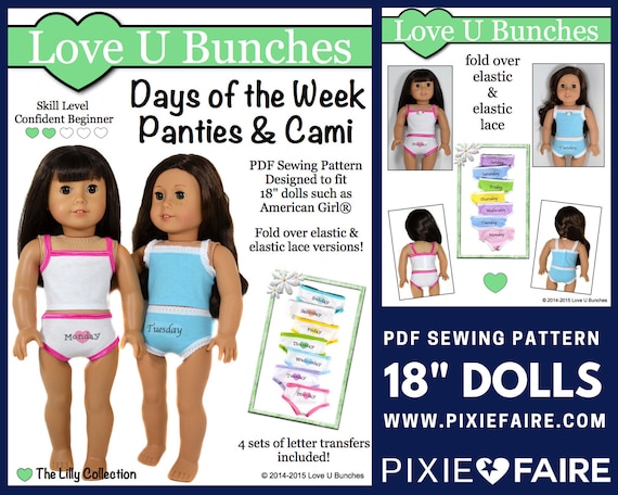 American Girl Clothes Pattern Bundle 18 dolls (dresses, bloomers,  underpants)