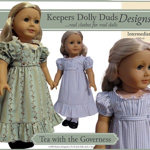 Tea With The Governess 18 inch Doll Clothes Pattern Fits Dolls such as American Girl® - Keepers Dolly Duds - PDF - Pixie Faire