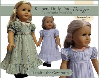 Tea With The Governess 18 inch Doll Clothes Pattern Fits Popular 18" Dolls - Keepers Dolly Duds - PDF - Pixie Faire